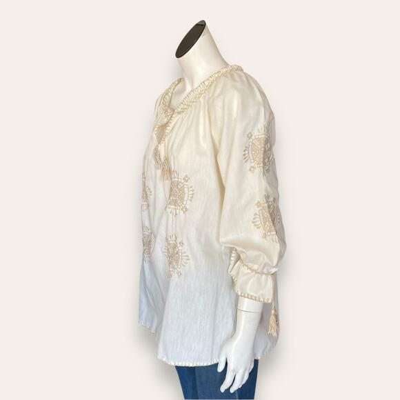 Vintage Light Weight Cotton embroidered peasant blouse size large - Picture 5 of 9